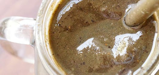 A jar of Chocolate Green Smoothie