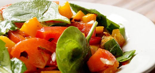 Pumpkin, Baby Spinach and Red Salad